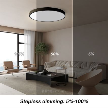 Immax NEO 07250L - LED Stmívatelné stropní svítidlo NEO LITE SEMPLICI LED/60W/230V 3000-6000K Wi-Fi Tuya černá + dálkové ovládání