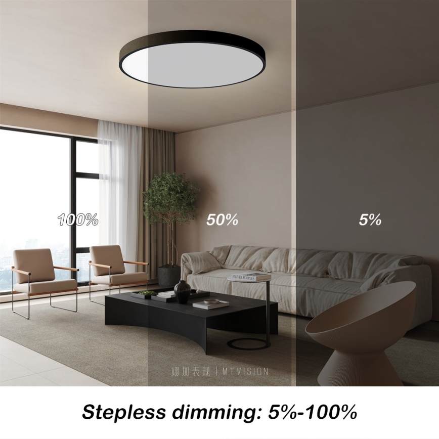 Immax NEO 07250L - LED Stmívatelné stropní svítidlo NEO LITE SEMPLICI LED/60W/230V 3000-6000K Wi-Fi Tuya černá + dálkové ovládání