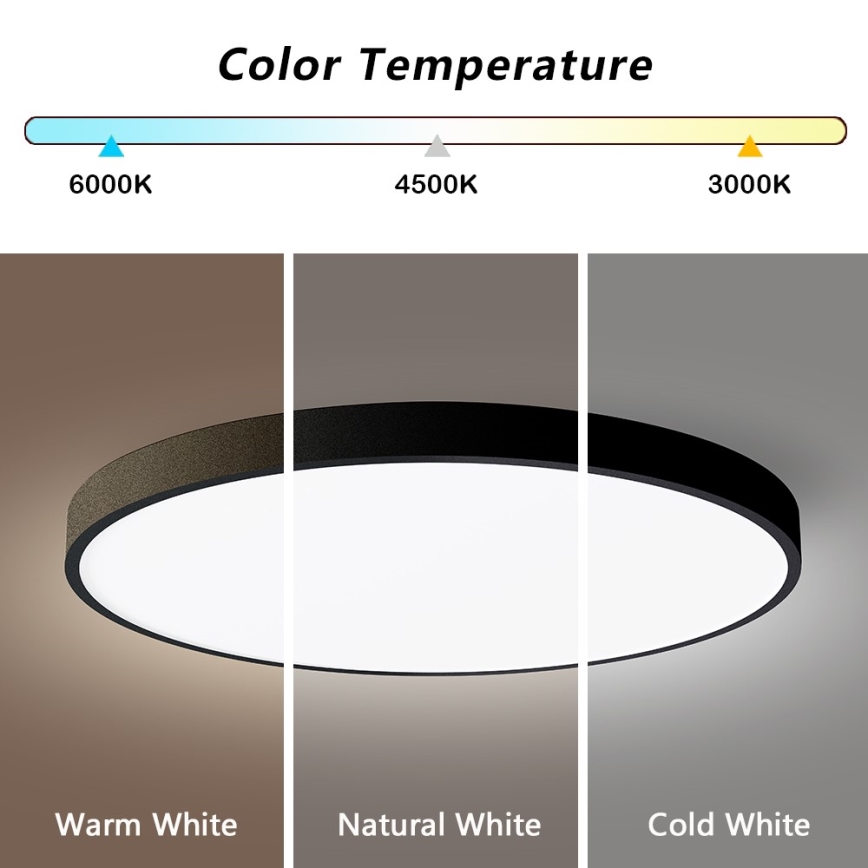 Immax NEO 07250L - LED Stmívatelné stropní svítidlo NEO LITE SEMPLICI LED/60W/230V 3000-6000K Wi-Fi Tuya černá + dálkové ovládání