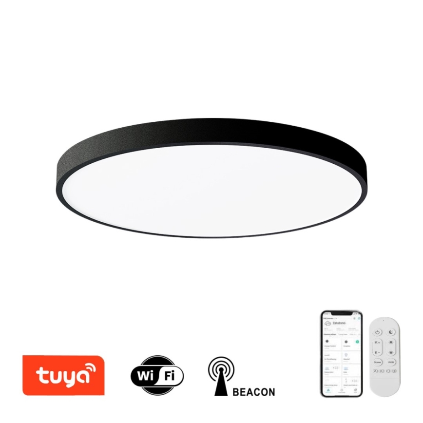 Immax NEO 07250L - LED Stmívatelné stropní svítidlo NEO LITE SEMPLICI LED/60W/230V 3000-6000K pr. 60 cm Wi-Fi Tuya černá + dálkové ovládání
