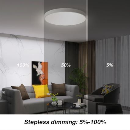 Immax NEO 07252L - LED Stmívatelné stropní svítidlo NEO LITE SEMPLICI LED/48W/230V 3000-6000K Wi-Fi Tuya bílá + dálkové ovládání