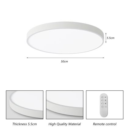 Immax NEO 07252L - LED Stmívatelné stropní svítidlo NEO LITE SEMPLICI LED/48W/230V 3000-6000K Wi-Fi Tuya bílá + dálkové ovládání