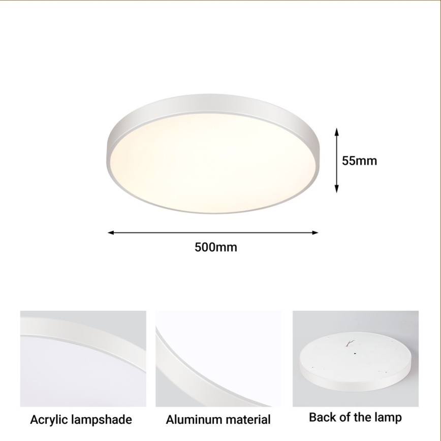 Immax NEO 07252L - LED Stmívatelné stropní svítidlo NEO LITE SEMPLICI LED/48W/230V 3000-6000K pr. 50 cm Wi-Fi Tuya bílá + dálkové ovládání