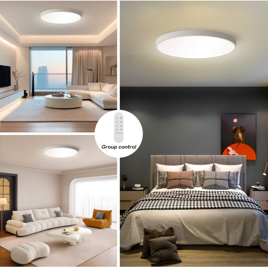 Immax NEO 07253L - LED Stmívatelné stropní svítidlo NEO LITE SEMPLICI LED/60W/230V 3000-6000K Wi-Fi Tuya bílá + dálkové ovládání