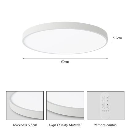 Immax NEO 07253L - LED Stmívatelné stropní svítidlo NEO LITE SEMPLICI LED/60W/230V 3000-6000K pr. 60 cm Wi-Fi Tuya bílá + dálkové ovládání