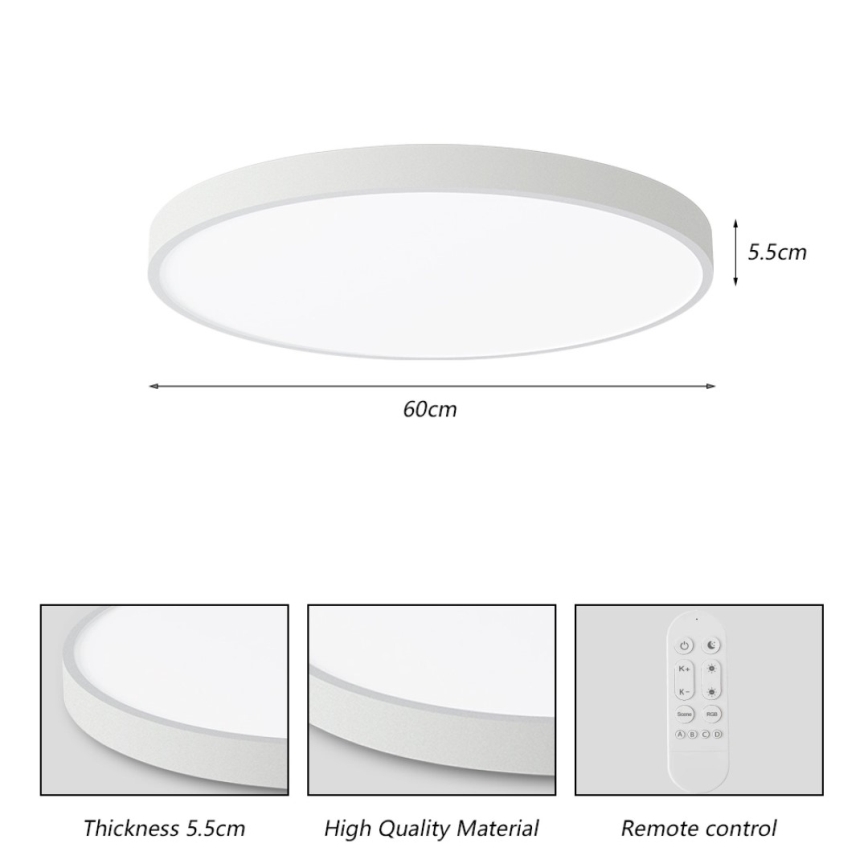 Immax NEO 07253L - LED Stmívatelné stropní svítidlo NEO LITE SEMPLICI LED/60W/230V 3000-6000K pr. 60 cm Wi-Fi Tuya bílá + dálkové ovládání