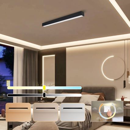 Immax NEO 07255L - LED Stmívatelné stropní svítidlo NEO LITE LUNGO LED/20W/230V 3000-6000K Wi-Fi Tuya černá + dálkové ovládání
