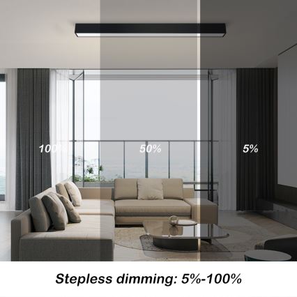 Immax NEO 07255L - LED Stmívatelné stropní svítidlo NEO LITE LUNGO LED/20W/230V 3000-6000K Wi-Fi Tuya černá + dálkové ovládání