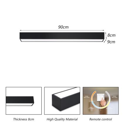 Immax NEO 07255L - LED Stmívatelné stropní svítidlo NEO LITE LUNGO LED/20W/230V 3000-6000K Wi-Fi Tuya černá + dálkové ovládání