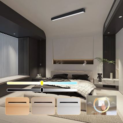 Immax NEO 07256L - LED Stmívatelné stropní svítidlo NEO LITE LUNGO LED/38W/230V 3000-6000K Wi-Fi Tuya černá + dálkové ovládání