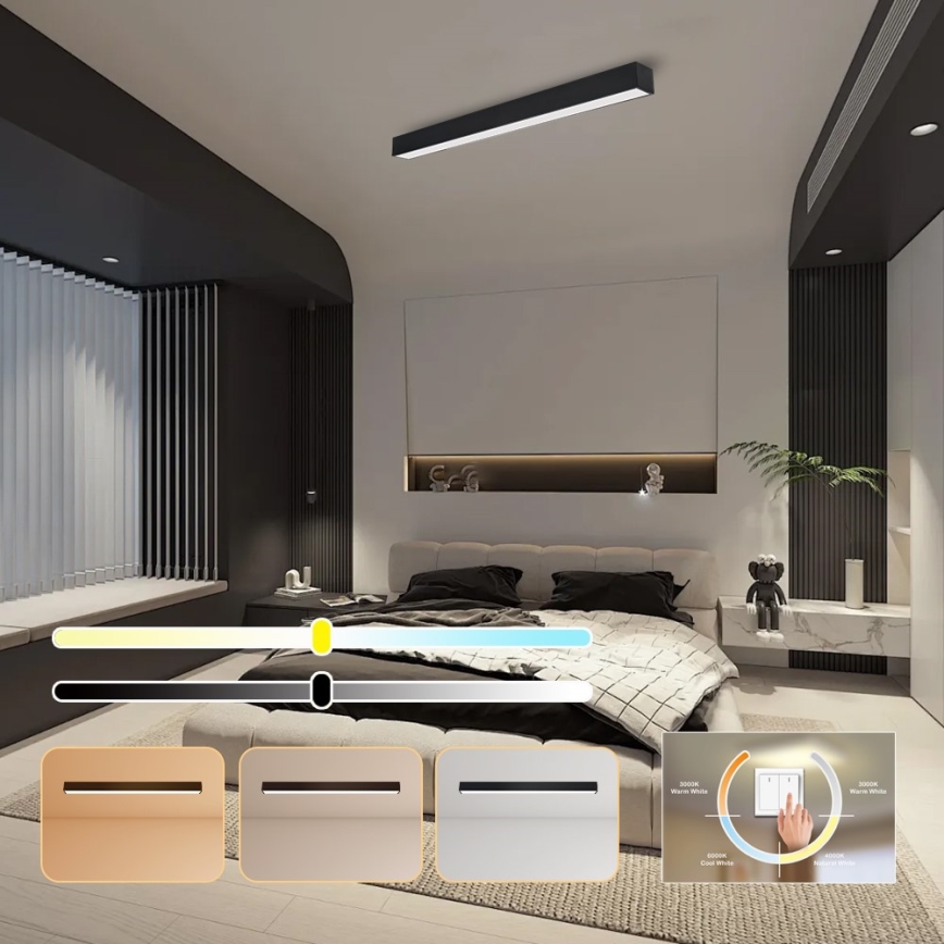 Immax NEO 07256L - LED Stmívatelné stropní svítidlo NEO LITE LUNGO LED/38W/230V 3000-6000K Wi-Fi Tuya černá + dálkové ovládání