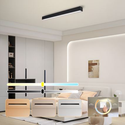 Immax NEO 07256L - LED Stmívatelné stropní svítidlo NEO LITE LUNGO LED/38W/230V 3000-6000K Wi-Fi Tuya černá + dálkové ovládání