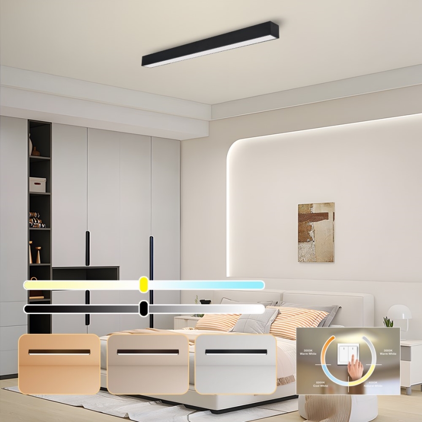 Immax NEO 07256L - LED Stmívatelné stropní svítidlo NEO LITE LUNGO LED/38W/230V 3000-6000K Wi-Fi Tuya černá + dálkové ovládání