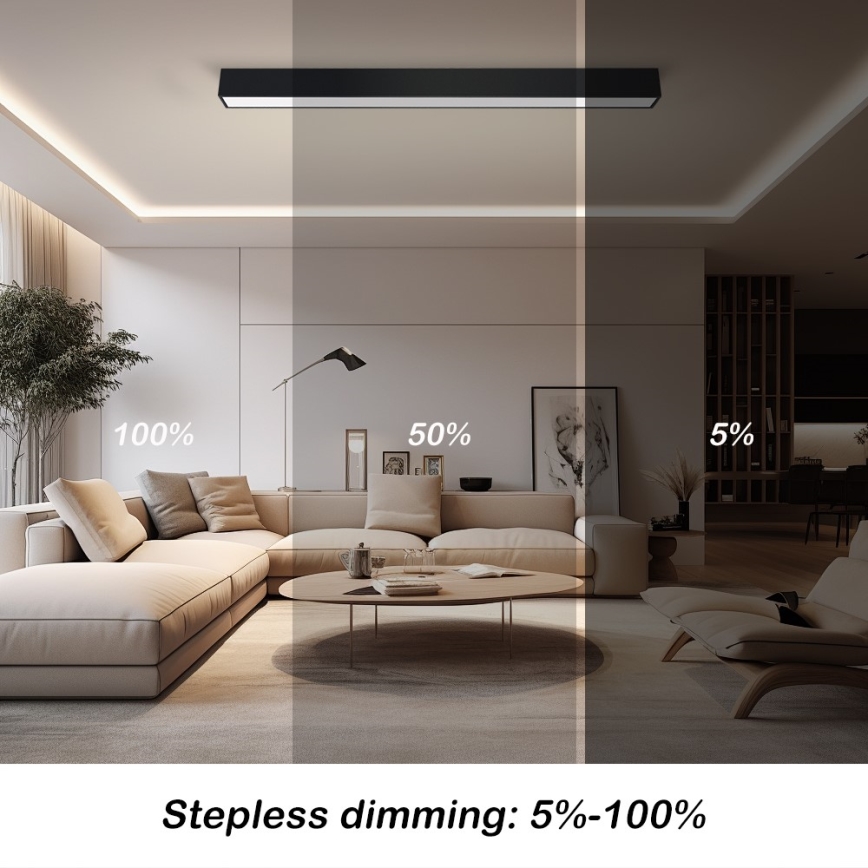 Immax NEO 07256L - LED Stmívatelné stropní svítidlo NEO LITE LUNGO LED/38W/230V 3000-6000K Wi-Fi Tuya černá + dálkové ovládání