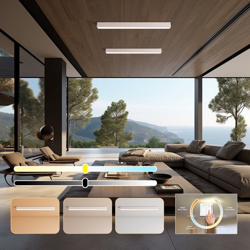 Immax NEO 07259L - LED Stmívatelné stropní svítidlo NEO LITE LUNGO LED/38W/230V 3000-6000K Wi-Fi Tuya bílá + dálkové ovládání