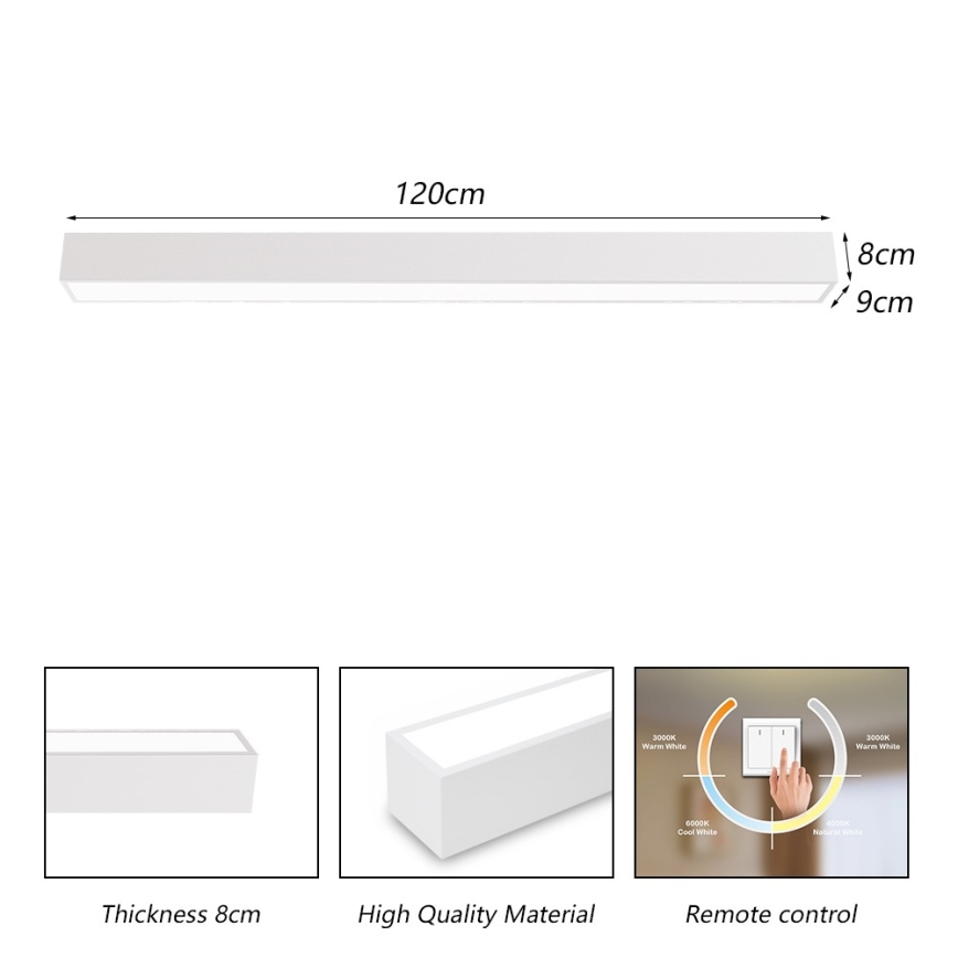 Immax NEO 07259L - LED Stmívatelné stropní svítidlo NEO LITE LUNGO LED/38W/230V 3000-6000K Wi-Fi Tuya bílá + dálkové ovládání
