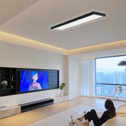 Immax NEO 07278L - LED Stmívatelné koupelnové stropní svítidlo NEO LITE FRAME LED/50W/230V IP44 Wi-Fi Tuya + dálkové ovládání černá