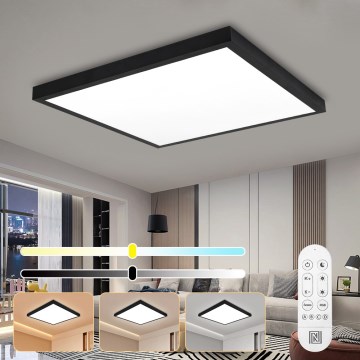 Immax NEO 07279L - LED Stmívatelné koupelnové stropní svítidlo NEO LITE FRAME LED/50W/230V IP44 Wi-Fi Tuya + dálkové ovládání černá