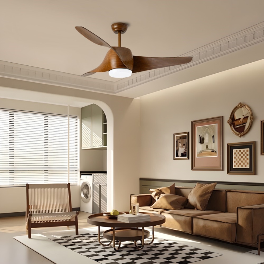 Immax NEO 07286L - LED Stmívatelný stropní ventilátor WAVE LED/18W/230V Wi-Fi Tuya hnědá + dálkové ovládání