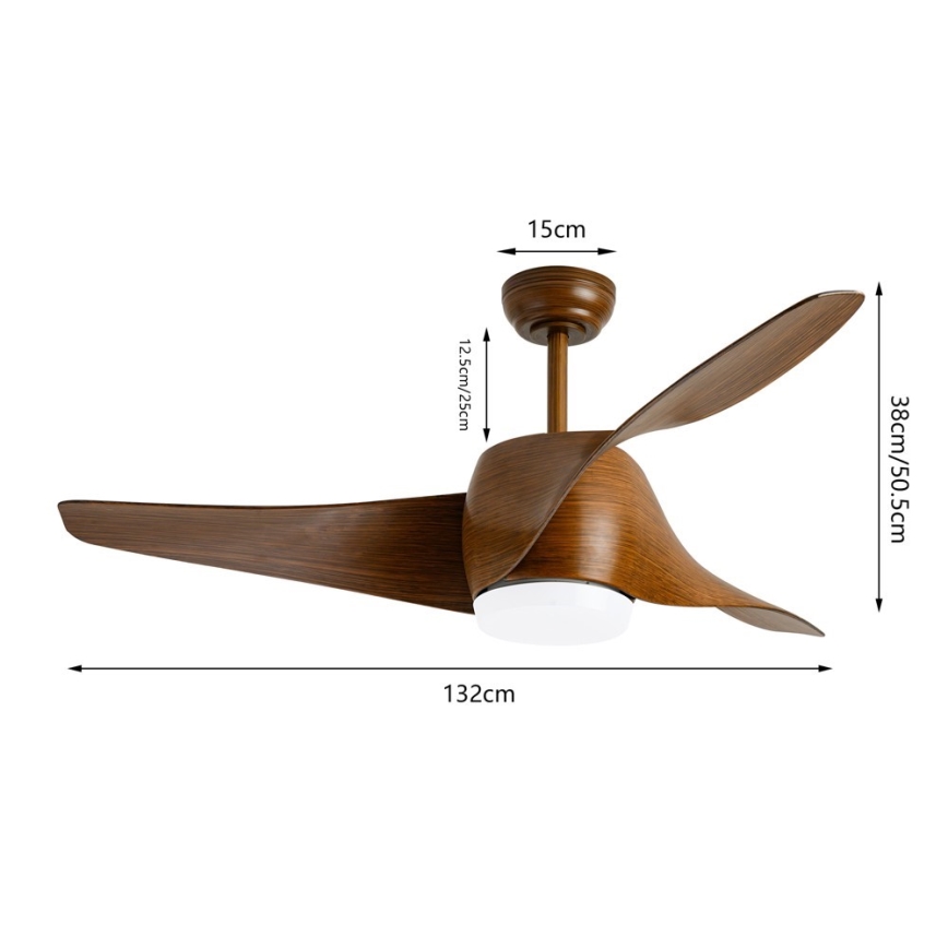 Immax NEO 07286L - LED Stmívatelný stropní ventilátor WAVE LED/18W/230V Wi-Fi Tuya hnědá + dálkové ovládání