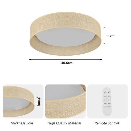 Immax NEO 07289L - LED+CCT Stmívatelné stropní svítidlo LONA LED/36W/230V 3000-6000K Wi-Fi Tuya pr. 45,5 cm + dálkové ovládání