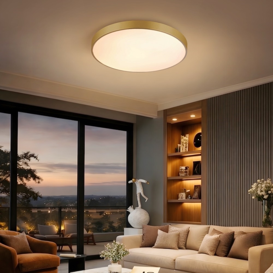 Immax NEO 07293L - LED Stmívatelné stropní svítidlo NEO LITE SEMPLICI LED/60W/230V 3000-6000K pr. 60 cm Wi-Fi Tuya zlatá + dálkové ovládání