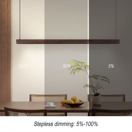 Immax NEO 07300L - LED Stmívatelný lustr na lanku MADEIRA LED/26W/230V Wi-Fi Tuya 122 cm ořech + dálkové ovládání