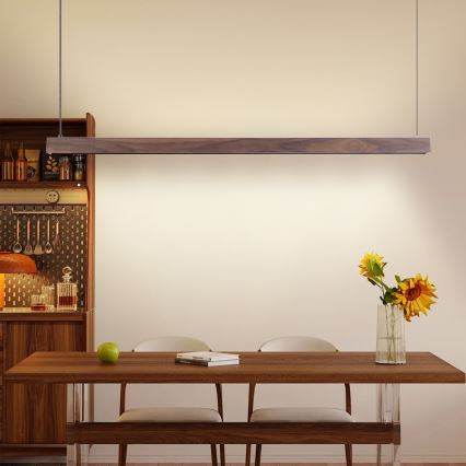 Immax NEO 07300L - LED Stmívatelný lustr na lanku MADEIRA LED/26W/230V Wi-Fi Tuya 122 cm ořech + dálkové ovládání