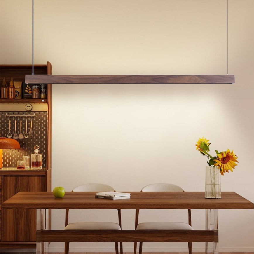 Immax NEO 07300L - LED Stmívatelný lustr na lanku MADEIRA LED/26W/230V Wi-Fi Tuya 122 cm ořech + dálkové ovládání