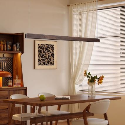 Immax NEO 07300L - LED Stmívatelný lustr na lanku MADEIRA LED/26W/230V Wi-Fi Tuya 122 cm ořech + dálkové ovládání