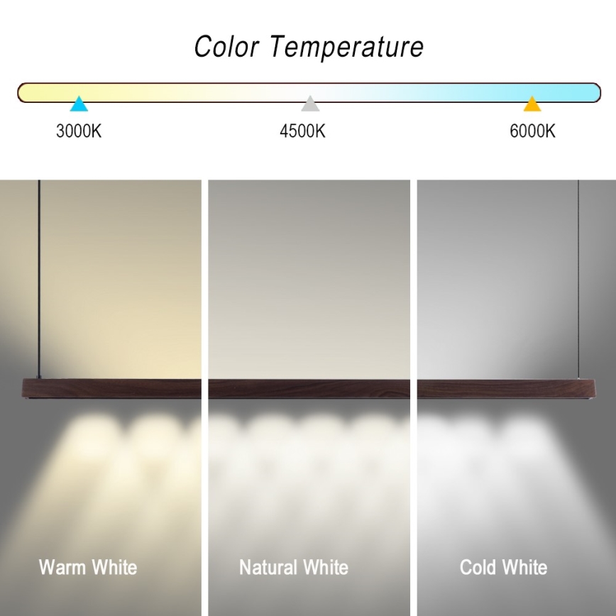 Immax NEO 07301L - LED Stmívatelný lustr na lanku MADEIRA LED/33W/230V Wi-Fi Tuya 152 cm ořech + dálkové ovládání