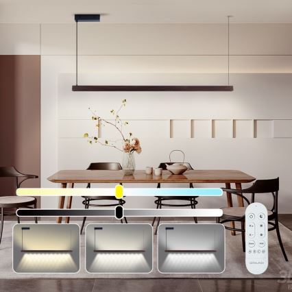 Immax NEO 07302L - LED Stmívatelný lustr na lanku MADEIRA LED/44W/230V Wi-Fi Tuya 202 cm ořech + dálkové ovládání