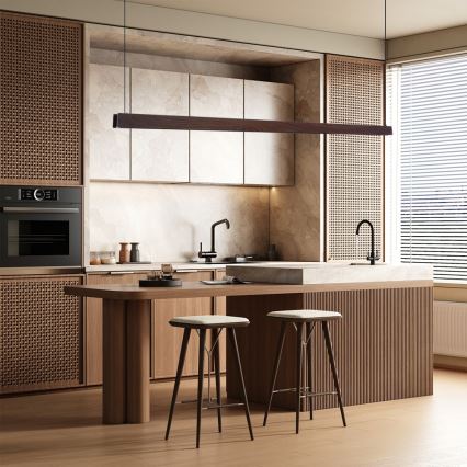 Immax NEO 07302L - LED Stmívatelný lustr na lanku MADEIRA LED/44W/230V Wi-Fi Tuya 202 cm ořech + dálkové ovládání