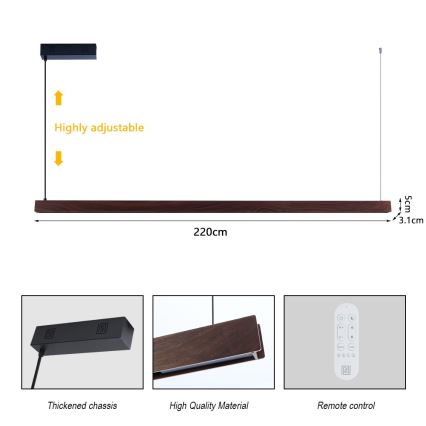 Immax NEO 07302L - LED Stmívatelný lustr na lanku MADEIRA LED/44W/230V Wi-Fi Tuya 202 cm ořech + dálkové ovládání