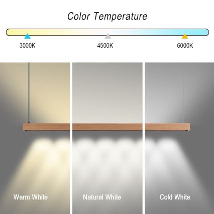 Immax NEO 07303L - LED Stmívatelný lustr na lanku MADEIRA LED/26W/230V Wi-Fi Tuya 122 cm dub + dálkové ovládání
