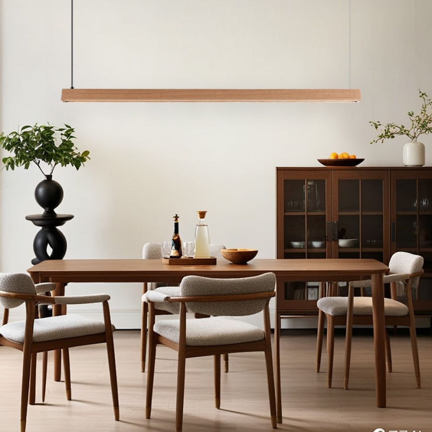 Immax NEO 07303L - LED Stmívatelný lustr na lanku MADEIRA LED/26W/230V Wi-Fi Tuya 122 cm dub + dálkové ovládání