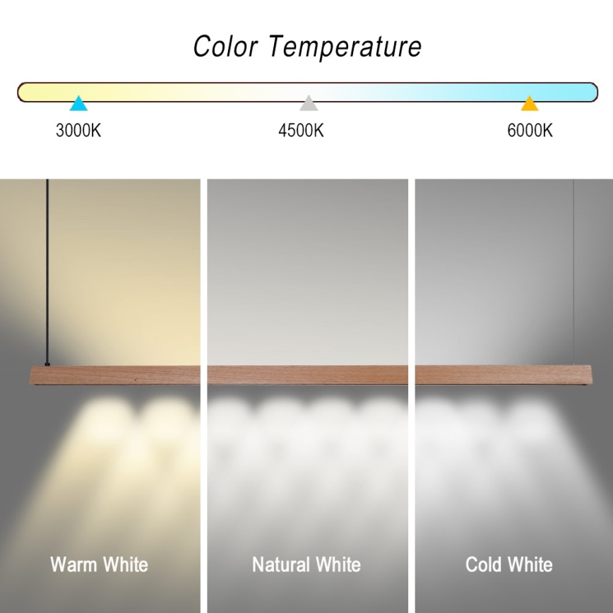 Immax NEO 07304L - LED Stmívatelný lustr na lanku MADEIRA LED/33W/230V Wi-Fi Tuya 152 cm dub + dálkové ovládání