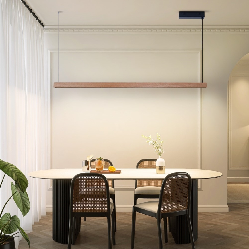 Immax NEO 07304L - LED Stmívatelný lustr na lanku MADEIRA LED/33W/230V Wi-Fi Tuya 152 cm dub + dálkové ovládání