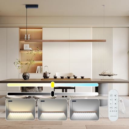 Immax NEO 07305L - LED Stmívatelný lustr na lanku MADEIRA LED/44W/230V Wi-Fi Tuya 202 cm dub + dálkové ovládání