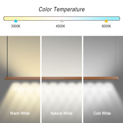 Immax NEO 07305L - LED Stmívatelný lustr na lanku MADEIRA LED/44W/230V Wi-Fi Tuya 202 cm dub + dálkové ovládání