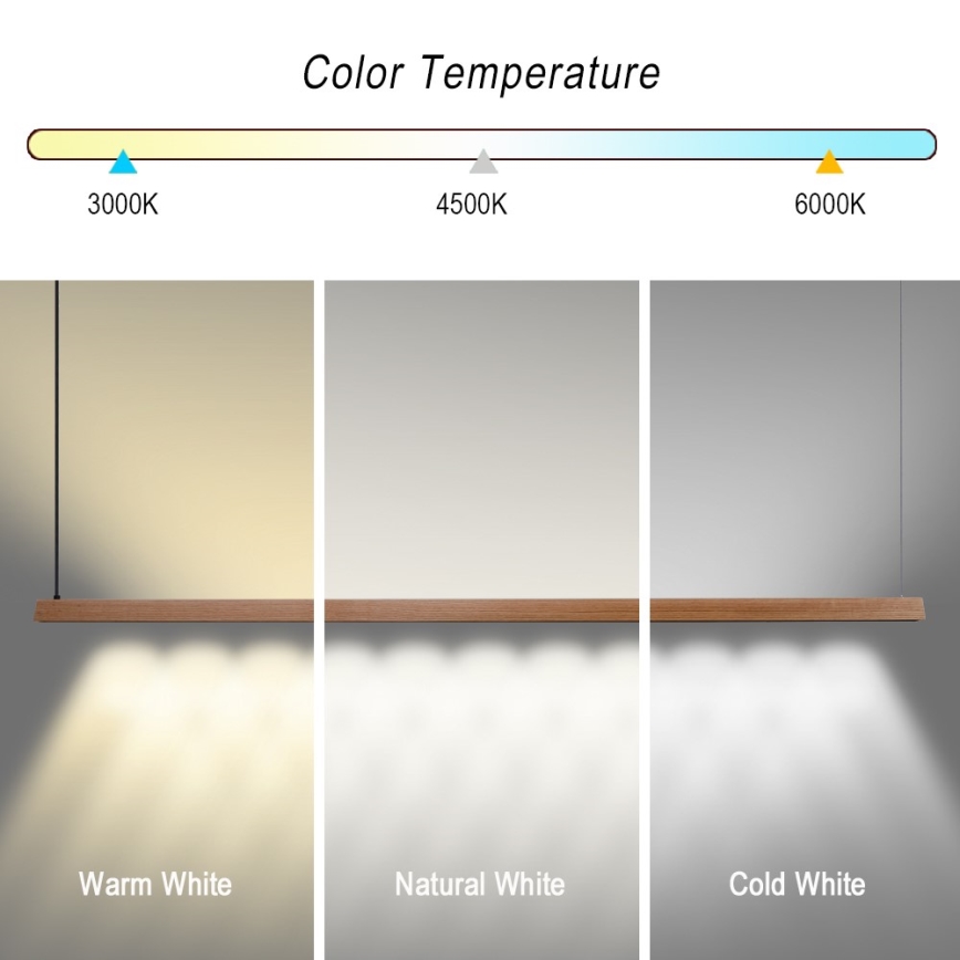 Immax NEO 07305L - LED Stmívatelný lustr na lanku MADEIRA LED/44W/230V Wi-Fi Tuya 202 cm dub + dálkové ovládání