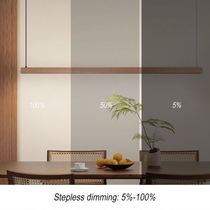 Immax NEO 07305L - LED Stmívatelný lustr na lanku MADEIRA LED/44W/230V Wi-Fi Tuya 202 cm dub + dálkové ovládání