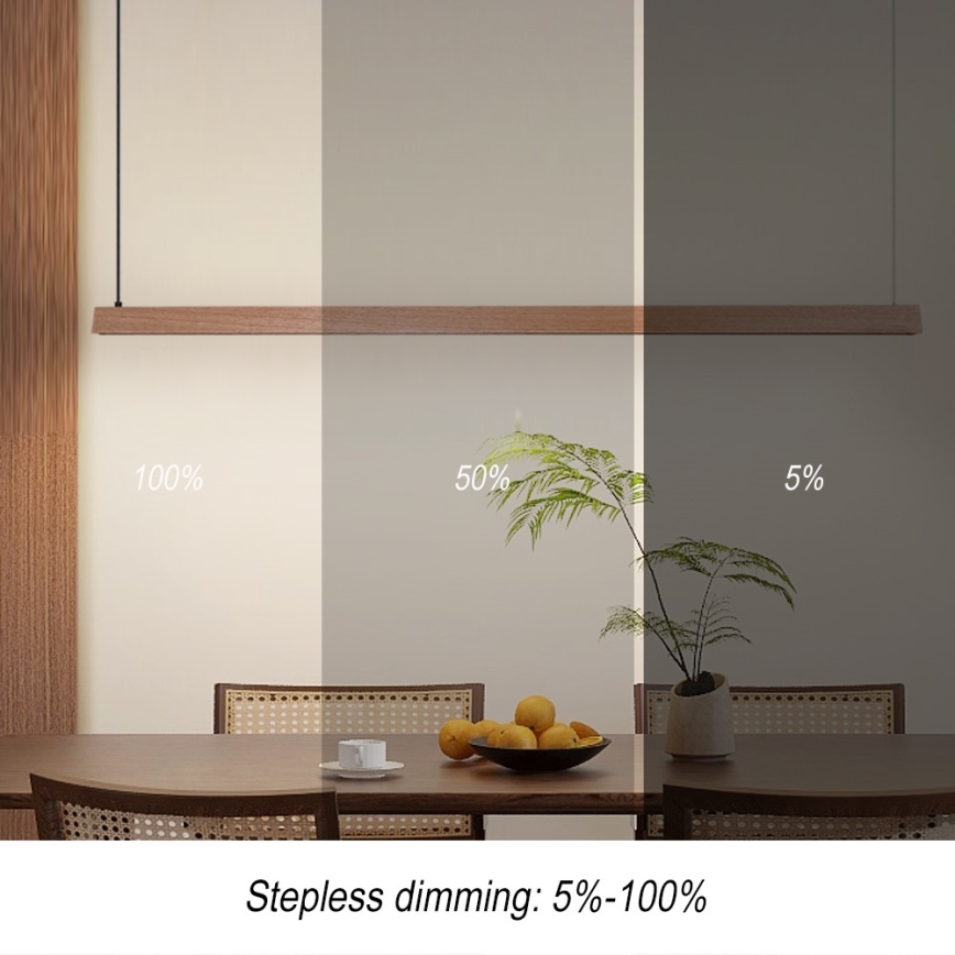 Immax NEO 07305L - LED Stmívatelný lustr na lanku MADEIRA LED/44W/230V Wi-Fi Tuya 202 cm dub + dálkové ovládání