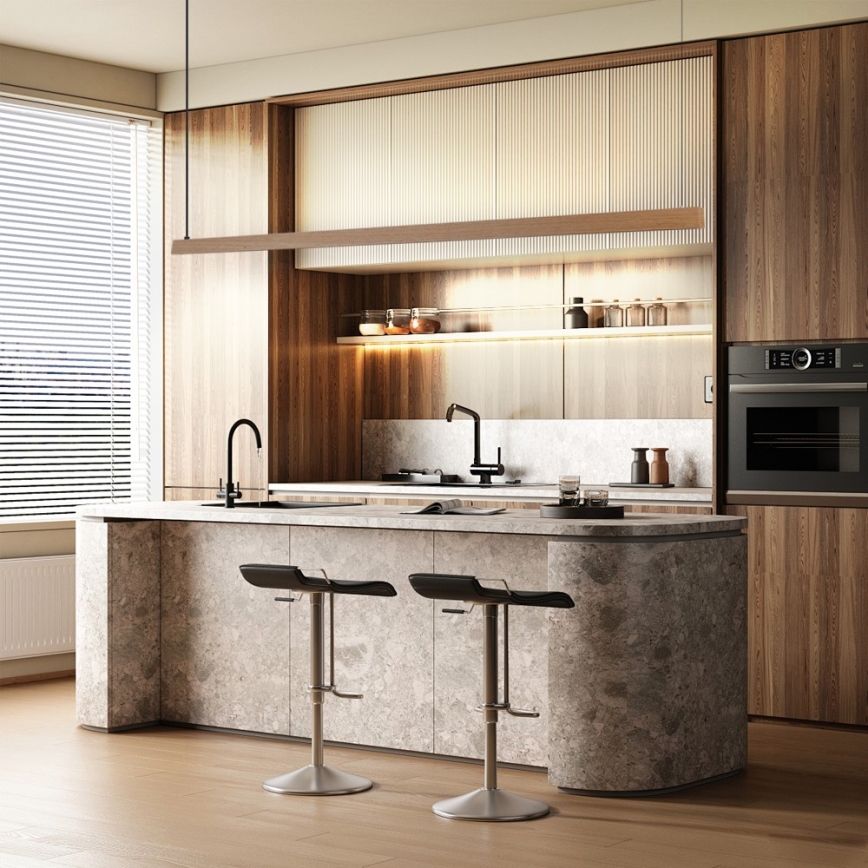 Immax NEO 07305L - LED Stmívatelný lustr na lanku MADEIRA LED/44W/230V Wi-Fi Tuya 202 cm dub + dálkové ovládání