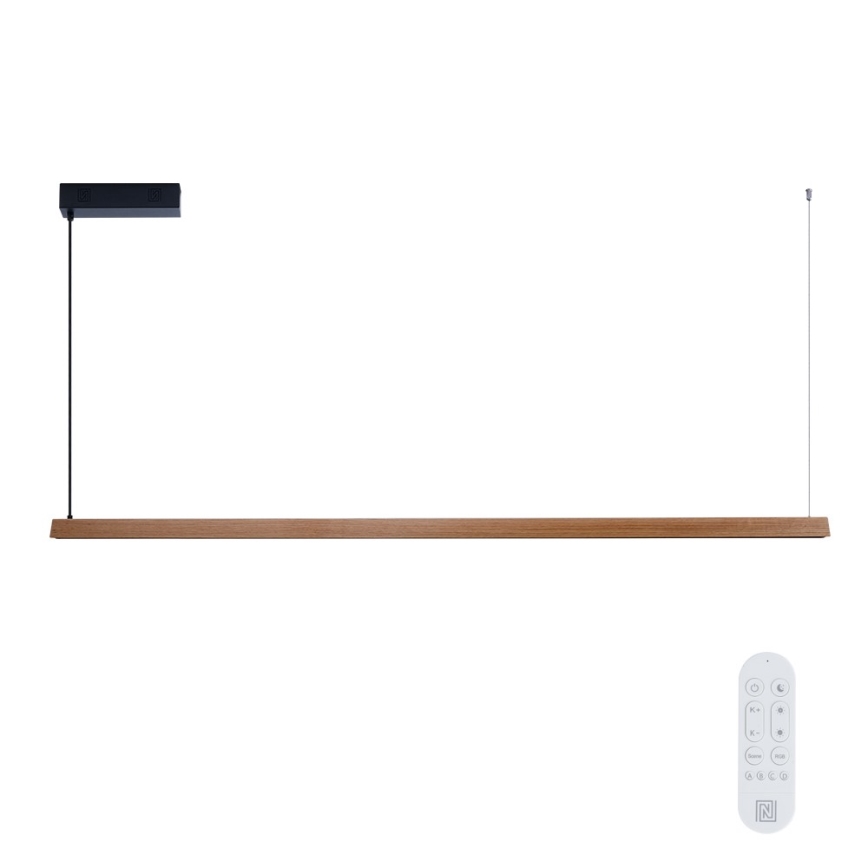Immax NEO 07305L - LED Stmívatelný lustr na lanku MADEIRA LED/44W/230V Wi-Fi Tuya 202 cm dub + dálkové ovládání