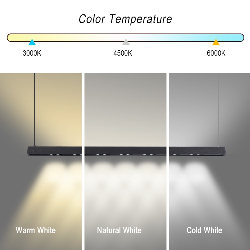 Immax NEO 07306L - LED Stmívatelný lustr na lanku MADEIRA LED/26W/230V Wi-Fi Tuya 122 cm černá + dálkové ovládání