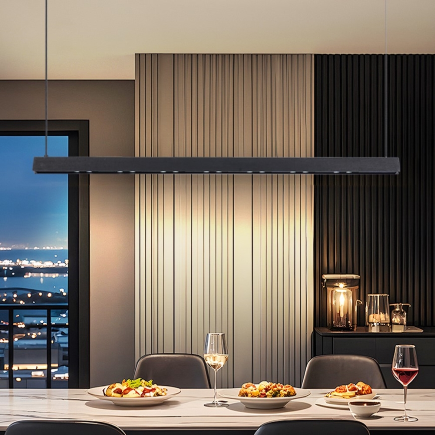 Immax NEO 07306L - LED Stmívatelný lustr na lanku MADEIRA LED/26W/230V Wi-Fi Tuya 122 cm černá + dálkové ovládání