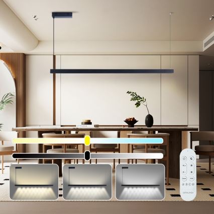 Immax NEO 07307L - LED Stmívatelný lustr na lanku MADEIRA LED/33W/230V Wi-Fi Tuya 152 cm černá + dálkové ovládání