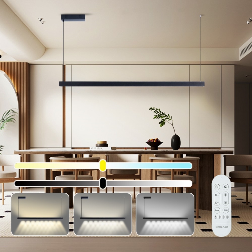 Immax NEO 07307L - LED Stmívatelný lustr na lanku MADEIRA LED/33W/230V Wi-Fi Tuya 152 cm černá + dálkové ovládání