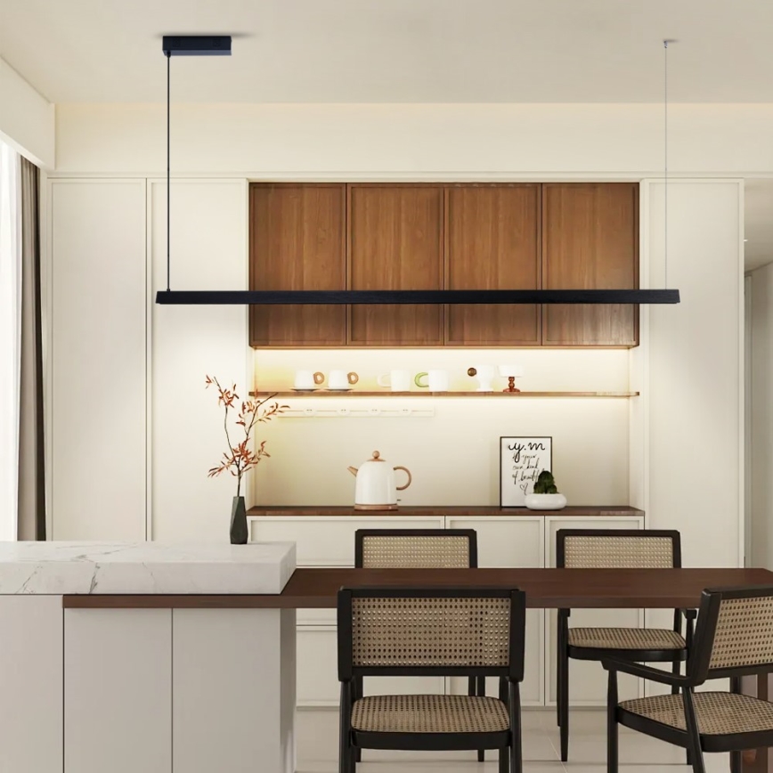 Immax NEO 07308L - LED Stmívatelný lustr na lanku MADEIRA LED/44W/230V Wi-Fi Tuya 202 cm černá + dálkové ovládání